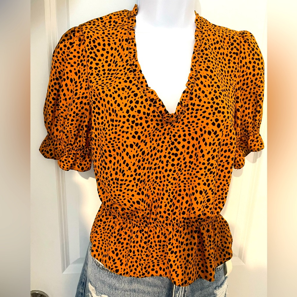 Top shop leopard peplum blouse